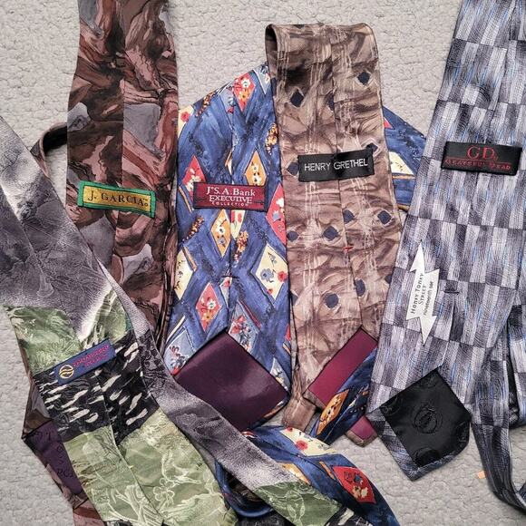 5pc Mens Silk Neckties Colorful Abstract LOT Wholesale Bulk Collection Assorted - Picture 2 of 2